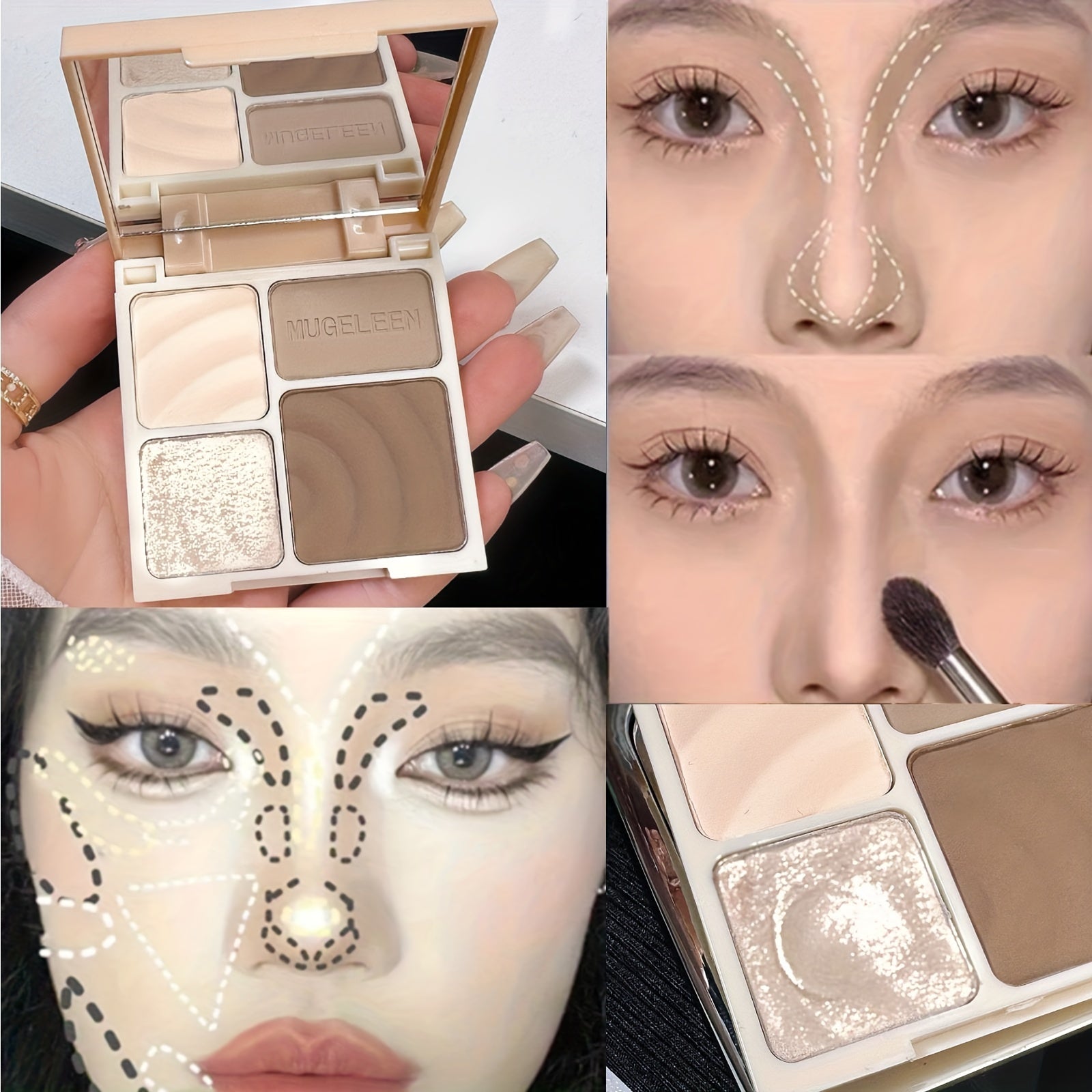 Long-Lasting Matte Highlighter and Bronzer Palette Waterproof Contour Powder for All Skin Tones