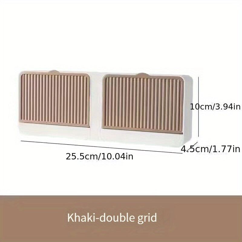 Toʻgʻri burchakli suv o'tkazmaydigan devorga oʻrnatiladigan sovun idishi, qopqogʻi va oqimi bilan, hammom va kir yuvish uchun