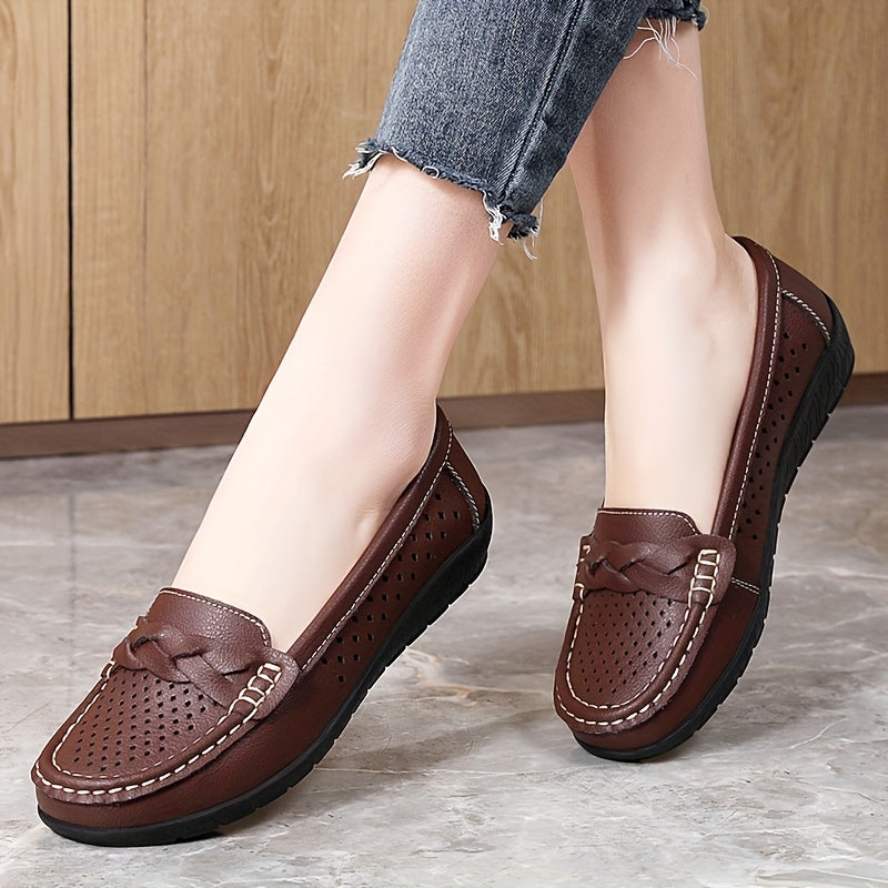 Ayollar uchun nafas oluvchi sintetik slip-on kundalik sport poyabzali, past top yozgi poyabzal