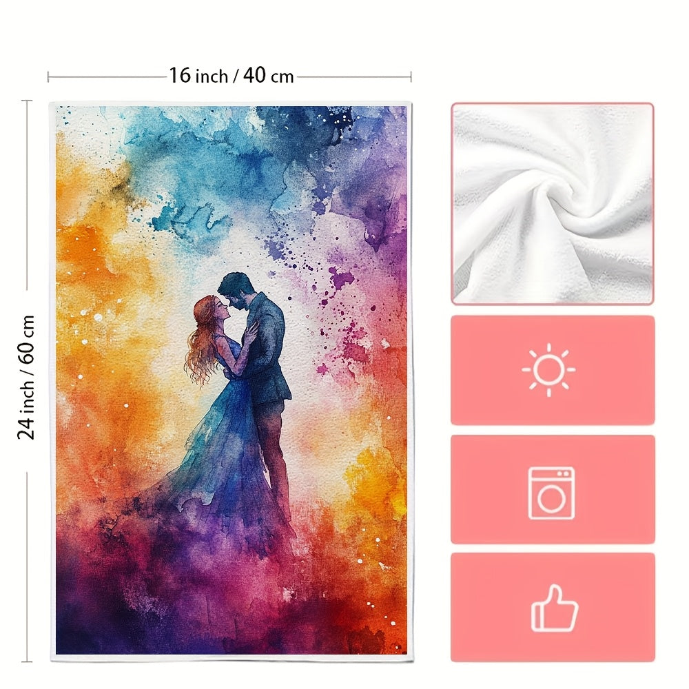 Set of 2 Ultra Soft Kitchen Towels Love Conquers All 16x24 Inch Highly Absorbent