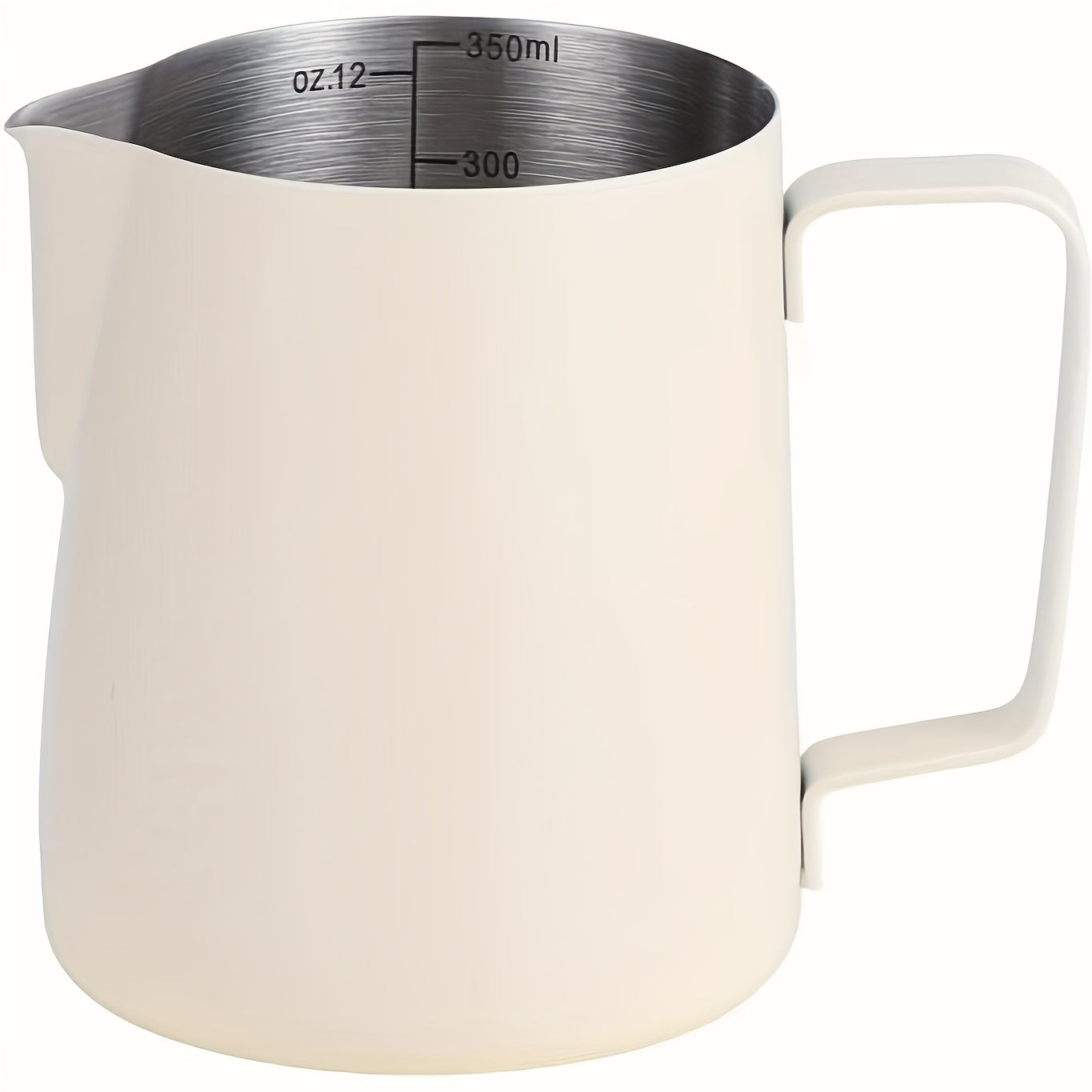 Stainless Steel Milk Frothing Pitcher 12oz 20oz Thickened Coffee Steaming Cup White