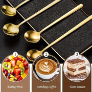 Set of 4 Golden Stainless Steel Coffee and Dessert Spoons for Stirring