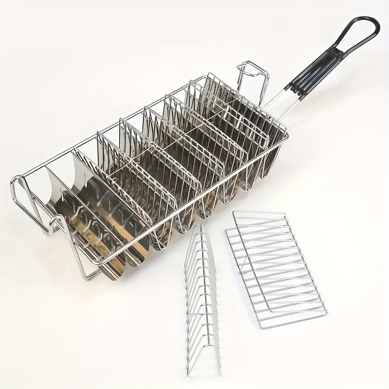 8-Slot Stainless Steel Fryer Basket for Tacos and Tortillas