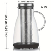 Glass Cold Brew Coffee Pitcher 24oz with Lid for Iced Coffee Juice Tea