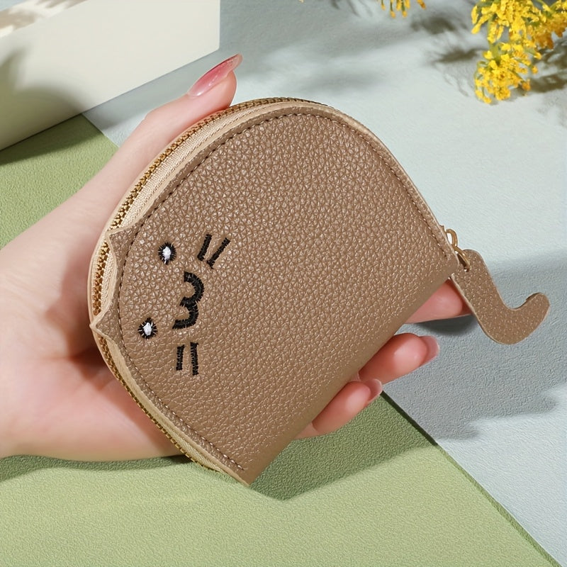 Cat-Shaped Casual Wallet for Women Synthetic Material Card Slots Zipper Closure