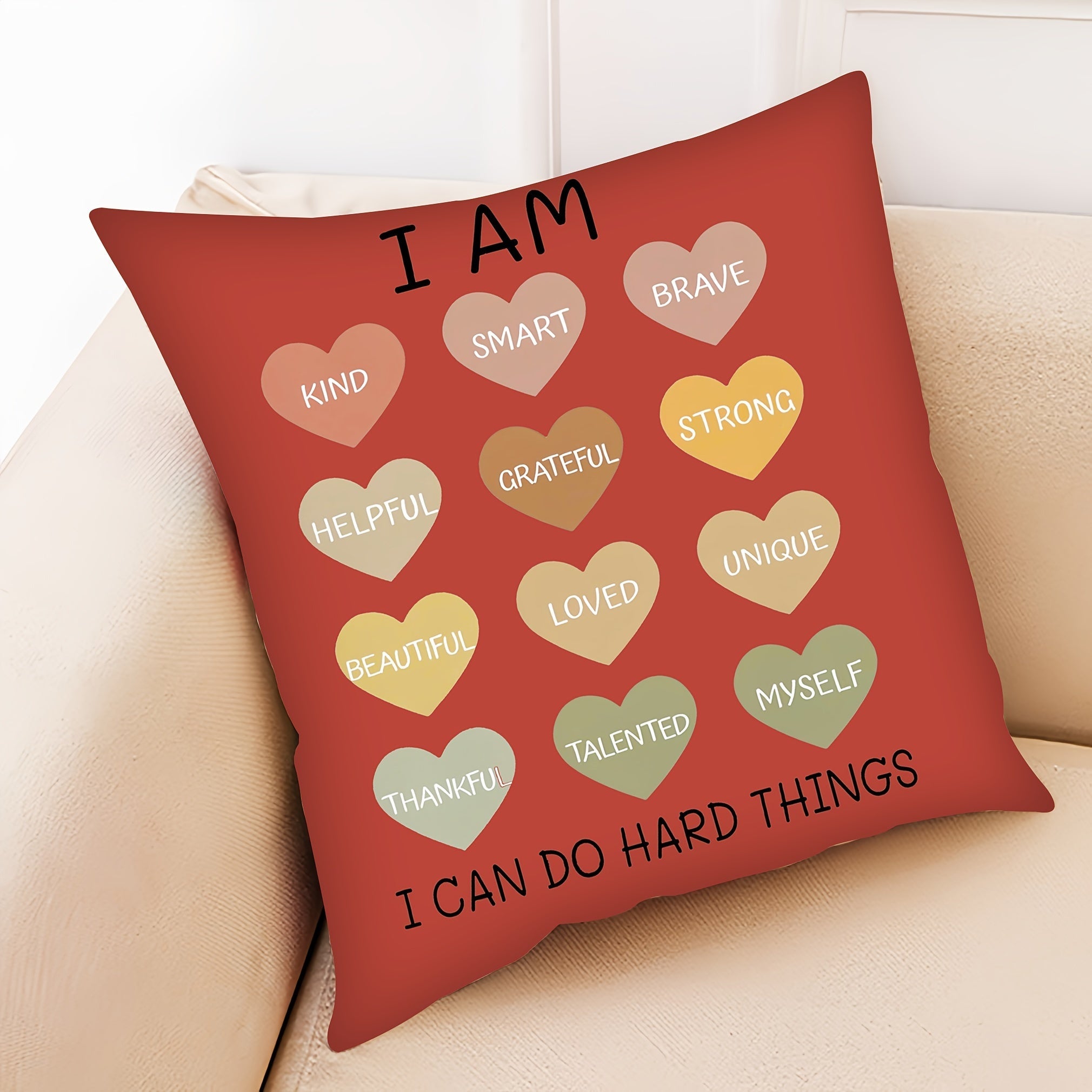 Reversible Polyester Throw Pillow Cover with Inspirational Affirmation for Sofa Chair Home Decor