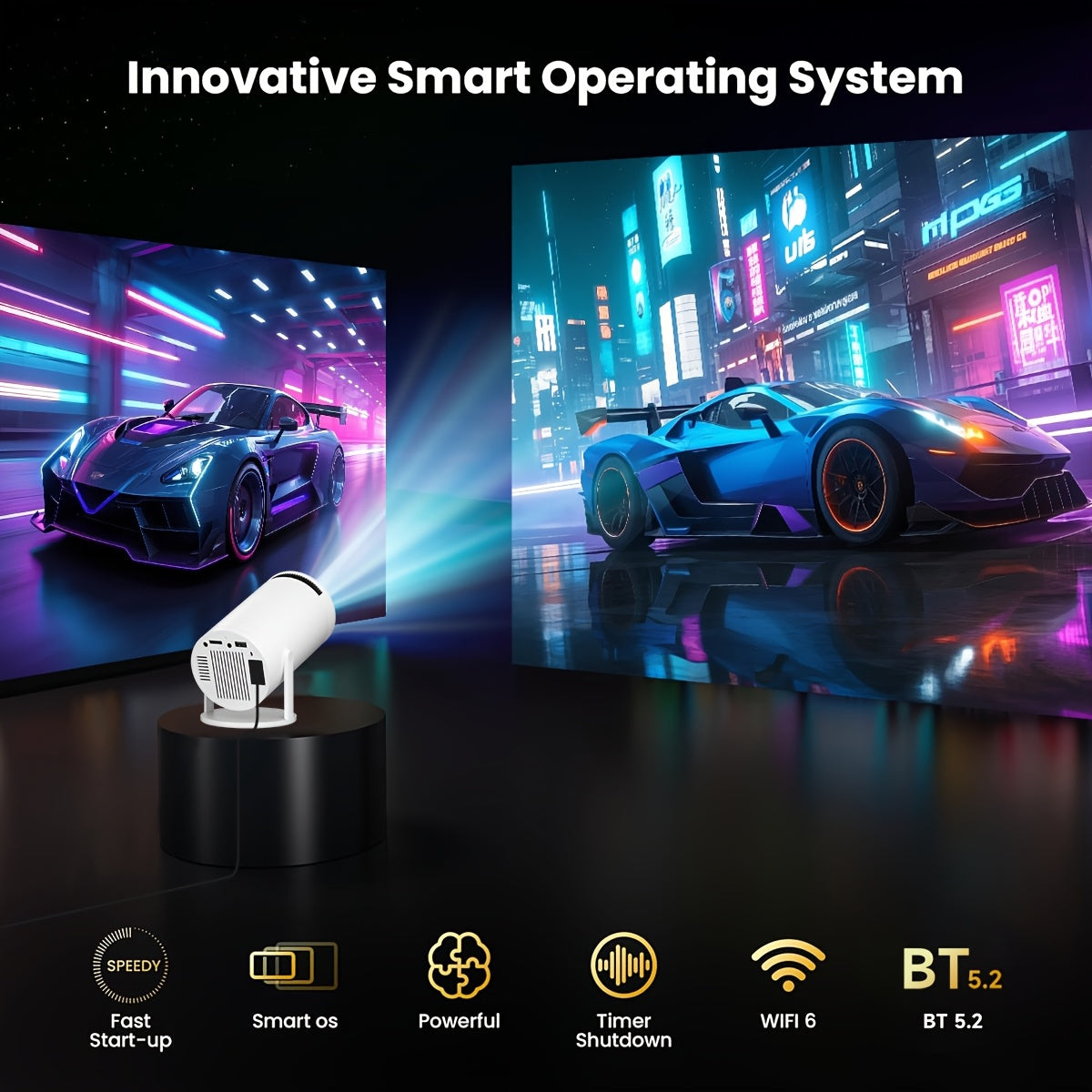 Proyector portátil inalámbrico 4K con Android 12 y WiFi6