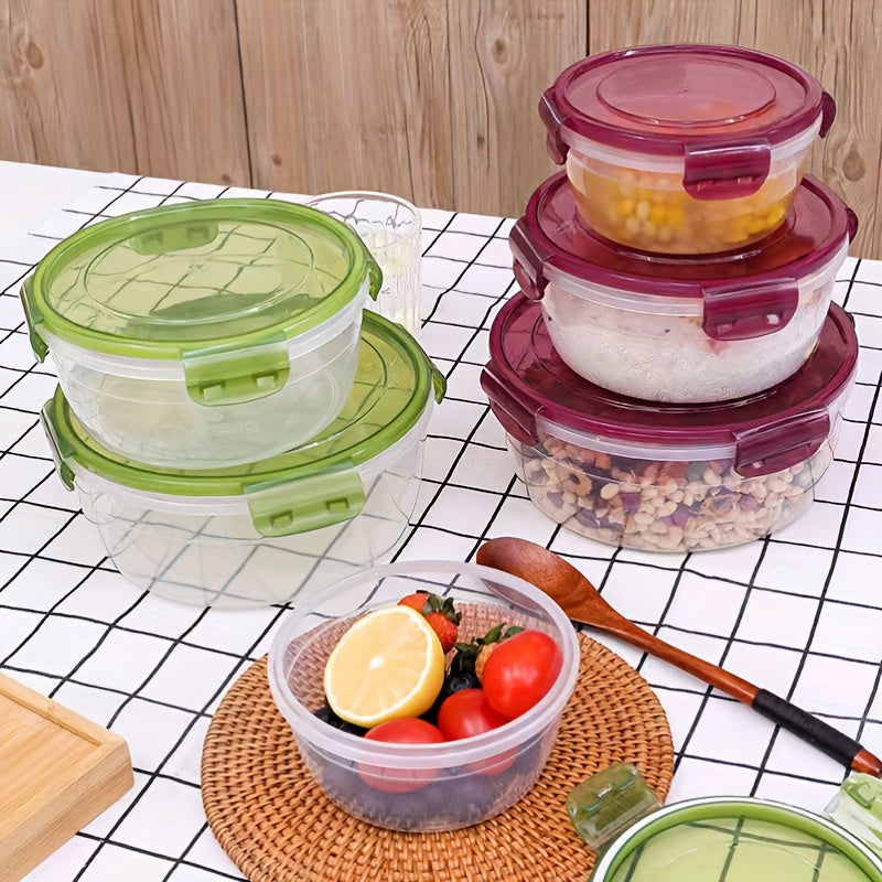 Set of 4 Plastic Food Storage Bowls with Lids Microwave Safe Reusable Kitchen Containers
