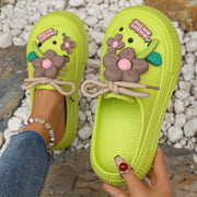 Women's Sunflower & Bowknot Decorated Casual Clogs Summer Sandals