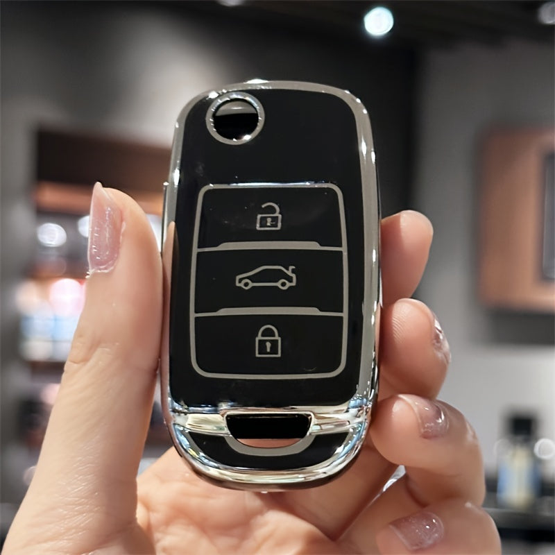Durable TPU Key Fob Cover for Vehicle with Lock Unlock Trunk Panic Symbols