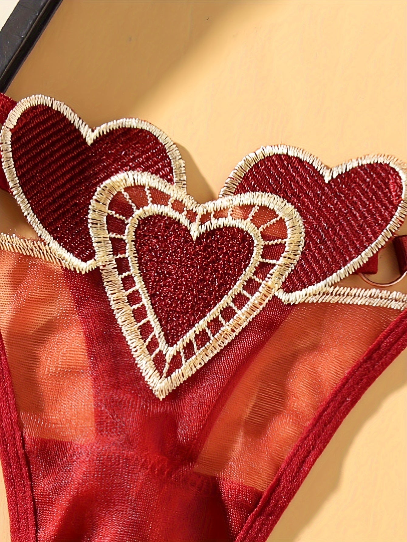 Women’s Heart-Shaped Mesh Thong Panties Sexy Lingerie V-String