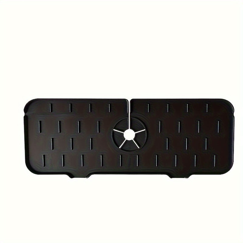 Alfombrilla de protección de silicona para salpicaduras, antideslizante, impermeable, con bandeja de drenaje, gris y negro, 1 pieza