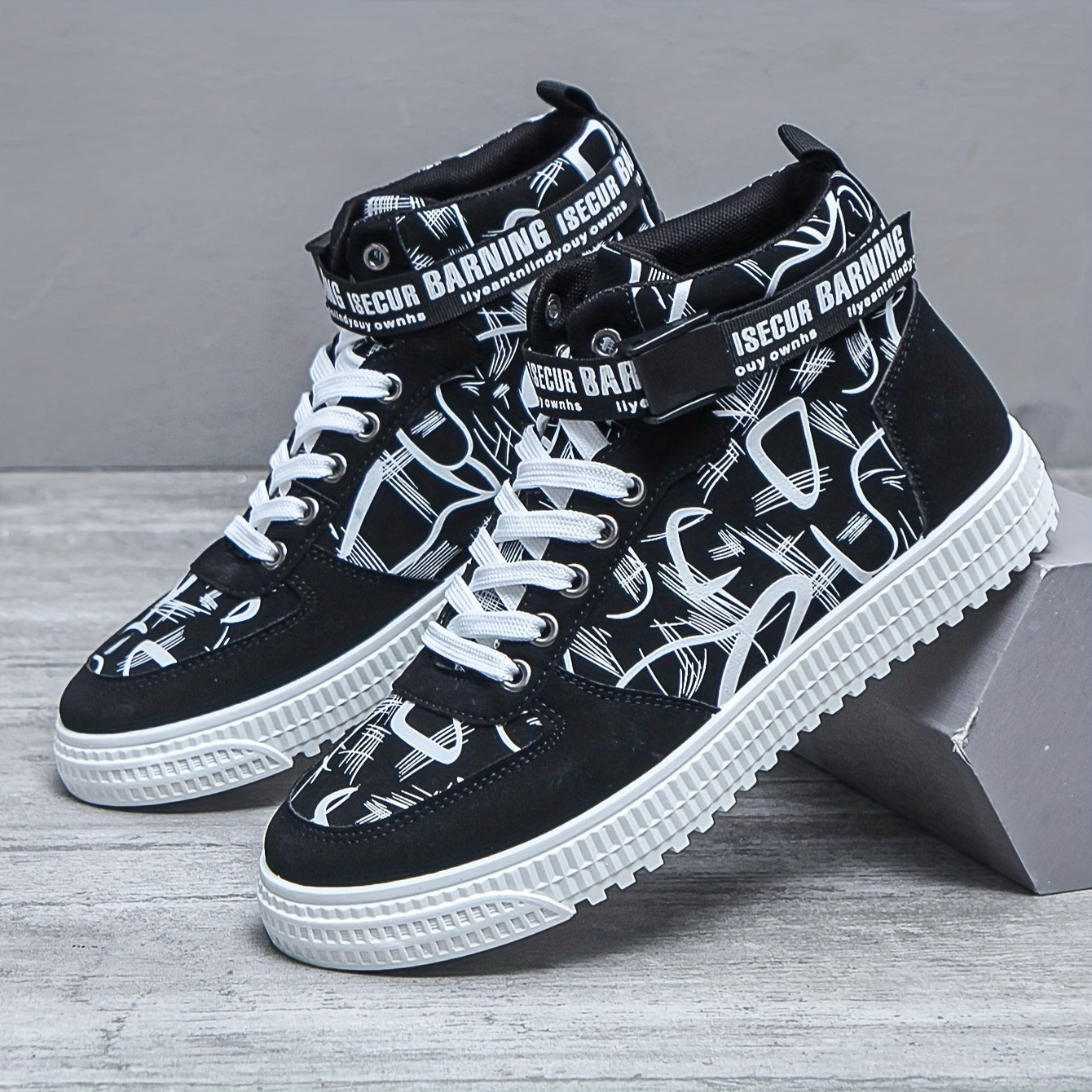 Мужские высокие кеды для скейтбординга, повседневные кроссовки на шнуровке с ПВХ подошвой