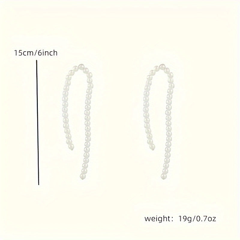 Sterling Silver Tassel Drop Earrings with Imitation Pearl for Women