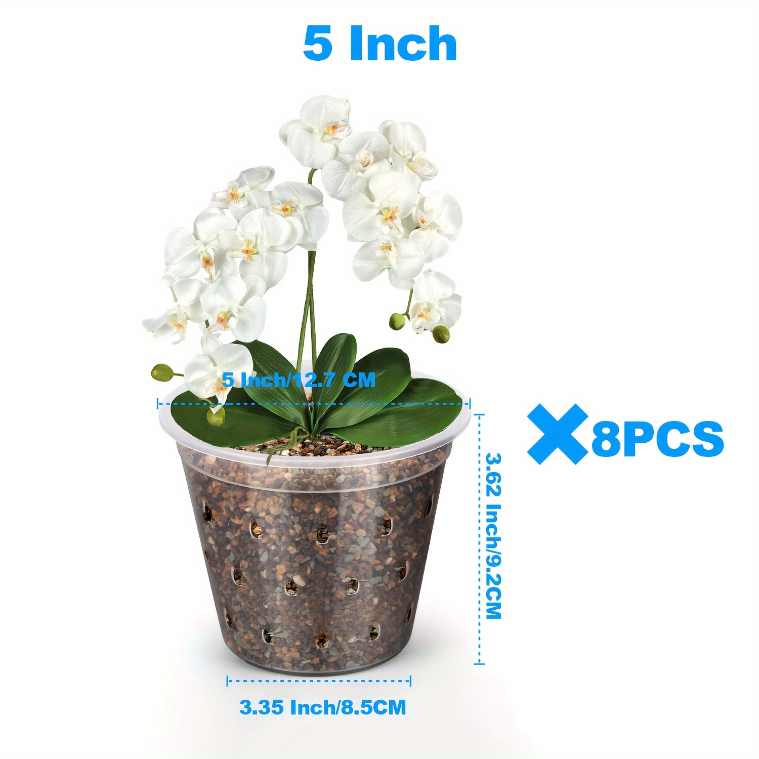 Set of 8 Transparent Plastic Seedling Pots with Drainage Holes in Various Sizes for Indoor and Outdoor Gardening