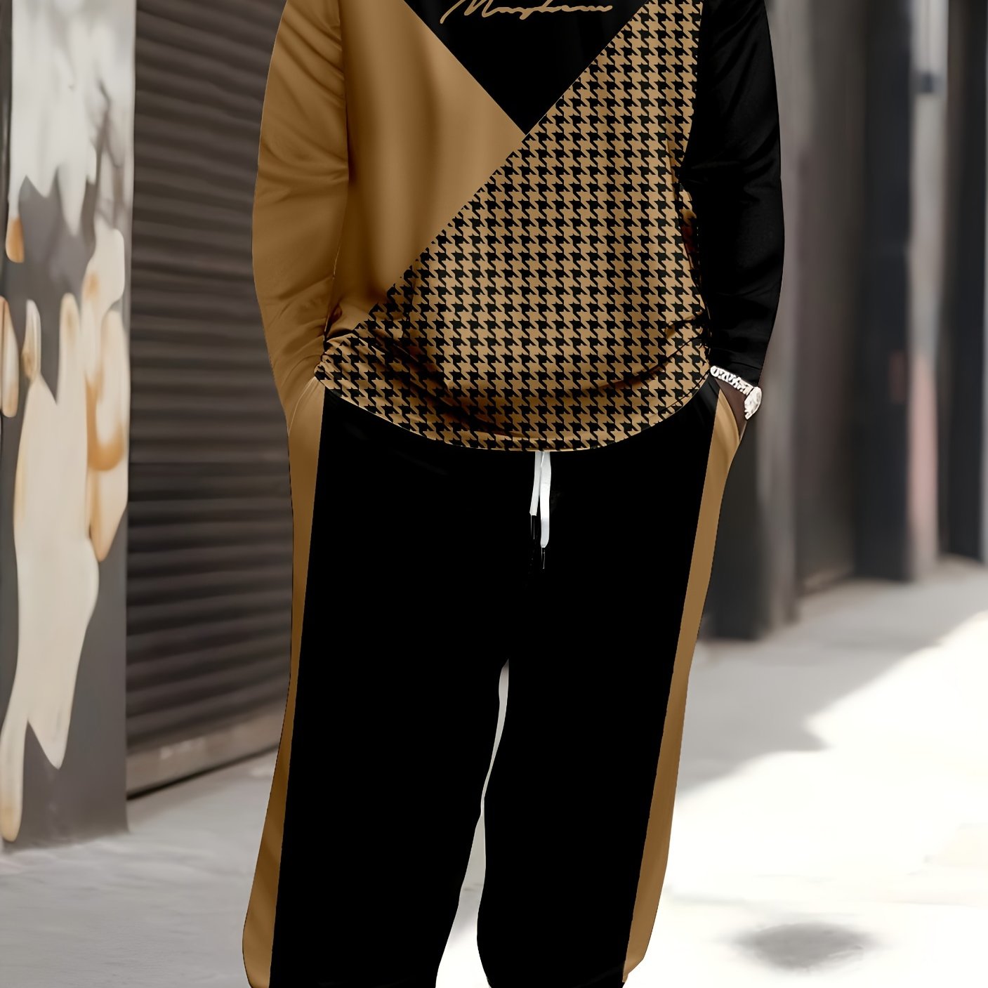 Мужской комплект из футболки и брюк большого размера с осенним зимним птичьим узором, повседневная спортивная одежда