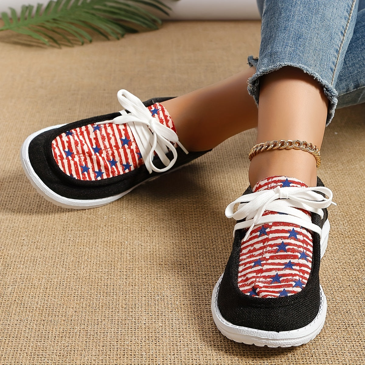 Women's Canvas Flat Sneakers Casual Low Top Loafers Lightweight Shoes