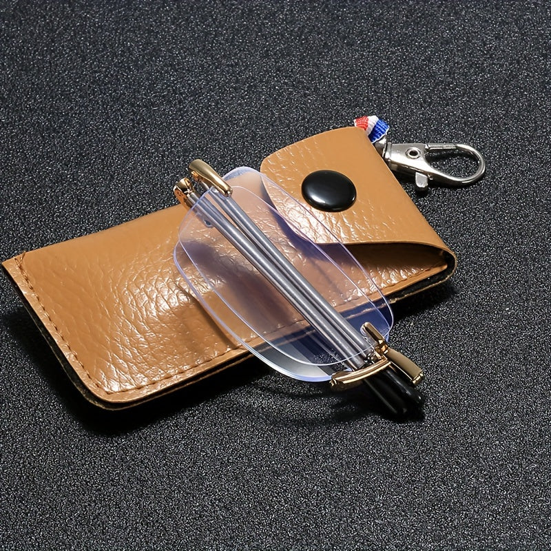 Unisex Portable Folding Rimless Reading Glasses for Computer Use Presbyopia +1.0 to +4.0