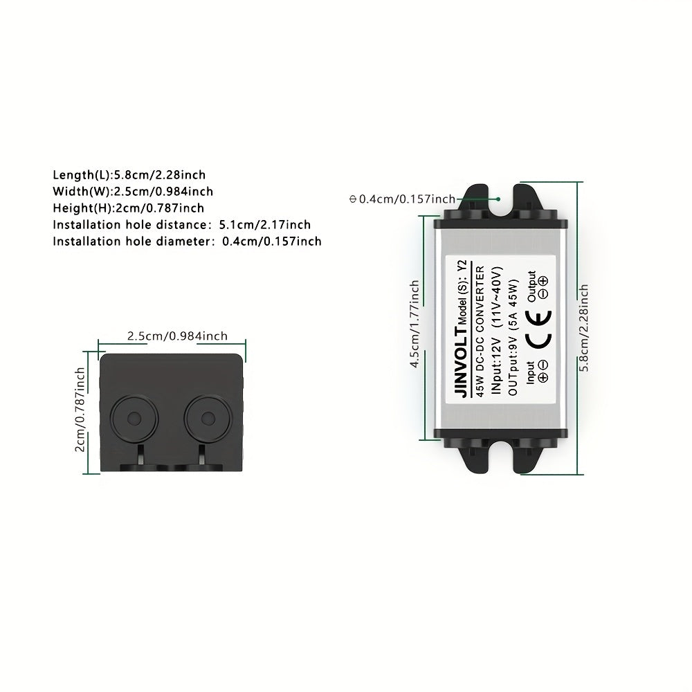 12V to 9V DC-DC Buck Converter 1A-5A Wide Input Industrial Outdoor Power Supply