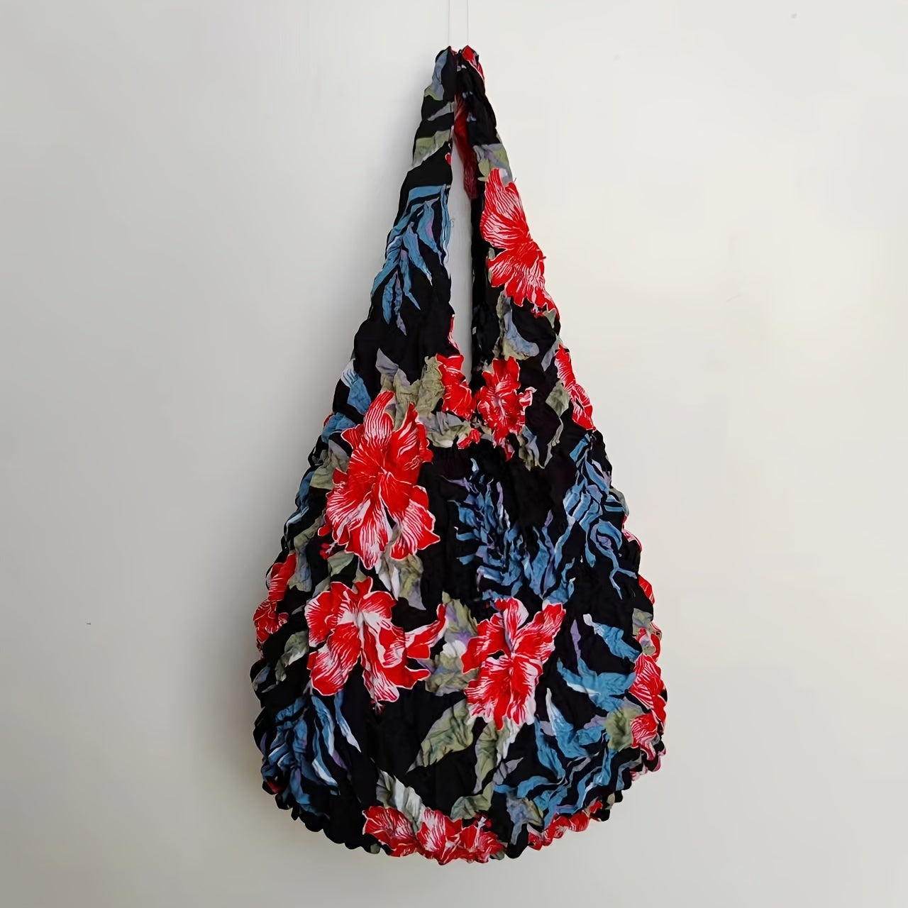 Gul naqshli qayta ishlatiladigan oziq-ovqat to'plami, cho'ziladigan sumka, xarid qilish uchun yelka sumkasi, qisqaradigan saqlash sumkasi, ayollar uchun mukammal sovg'a, xarid qilish va sayohat uchun ideal, ajoyib oshxona tashkilotchisi va aksessuar.