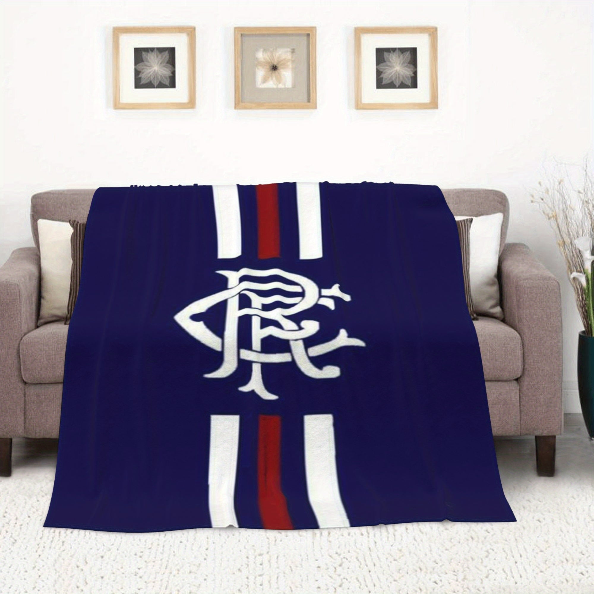 Football Club Printed Flannel Fleece Blanket for Bed or Sofa, Soft Plush Material