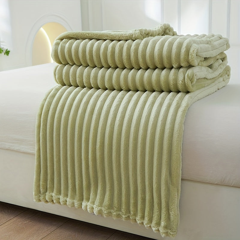 Large Plush Blanket with Thick Stripes for Cozy Comfort