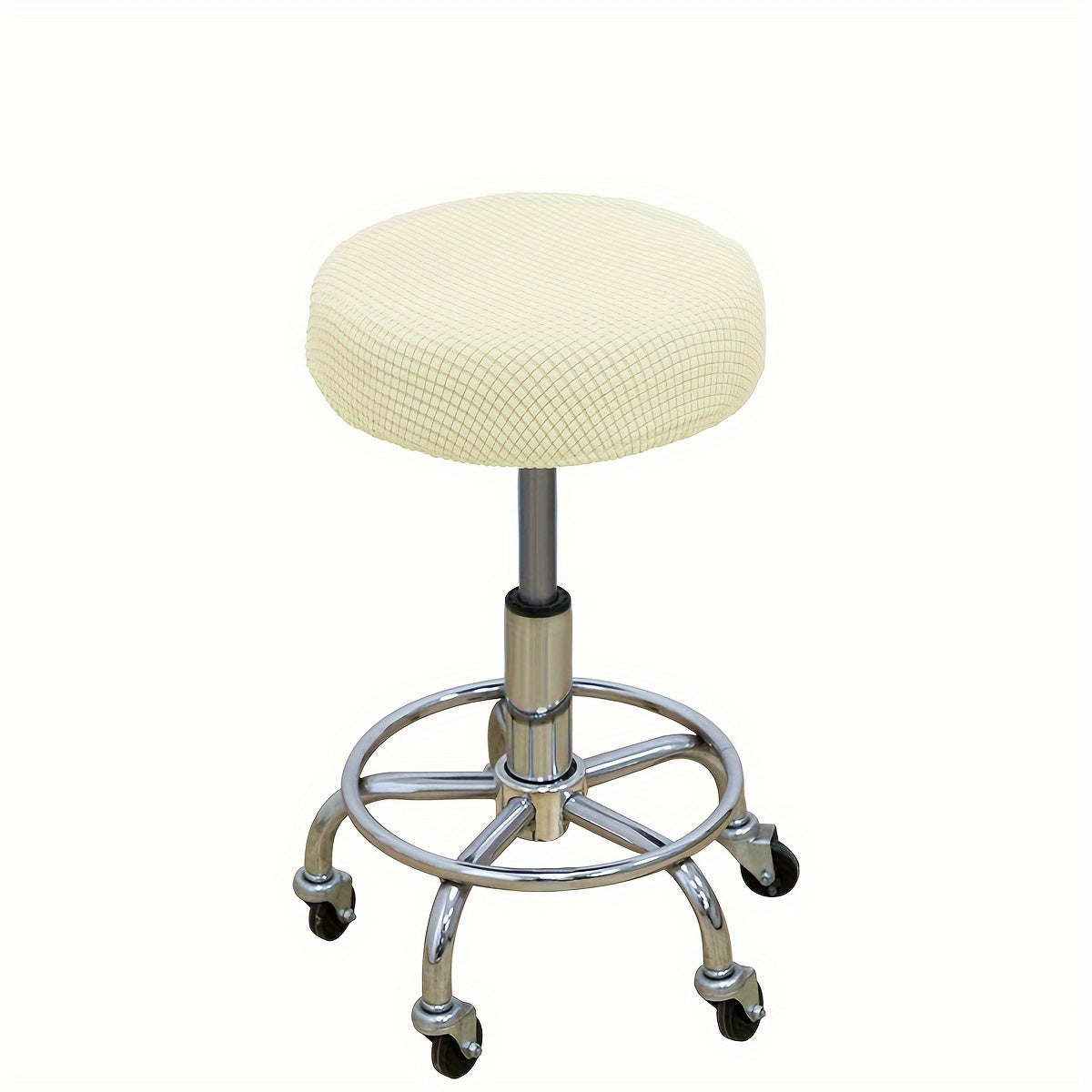 Adjustable Round Stool Slipcover with Diamond Pattern Plush Stretch Seat Protector