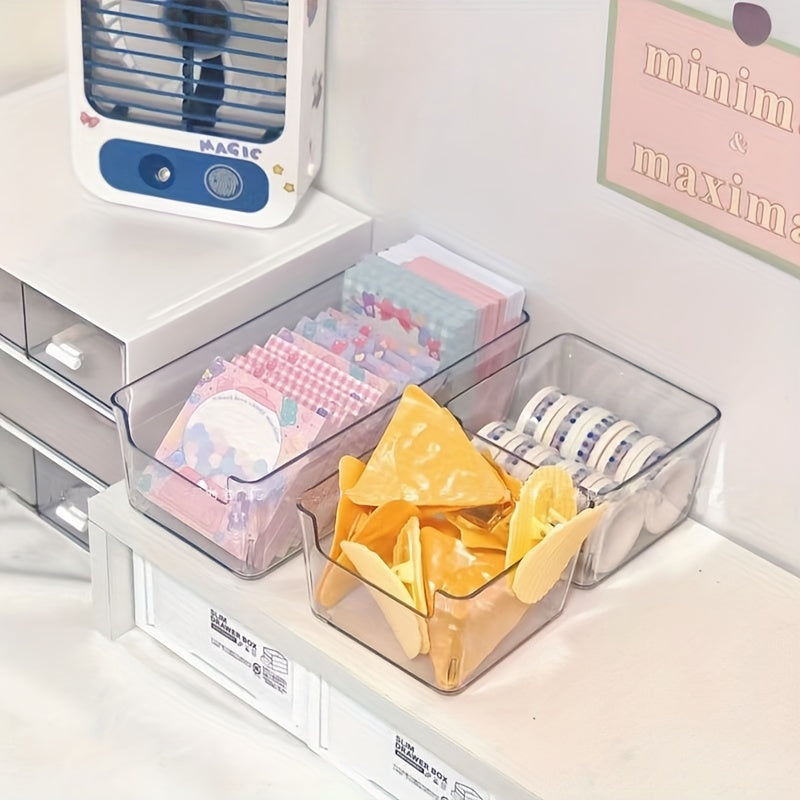 Transparent Acrylic Drawer Storage Box for Stationery Organization in Dormitories, 2 Sizes