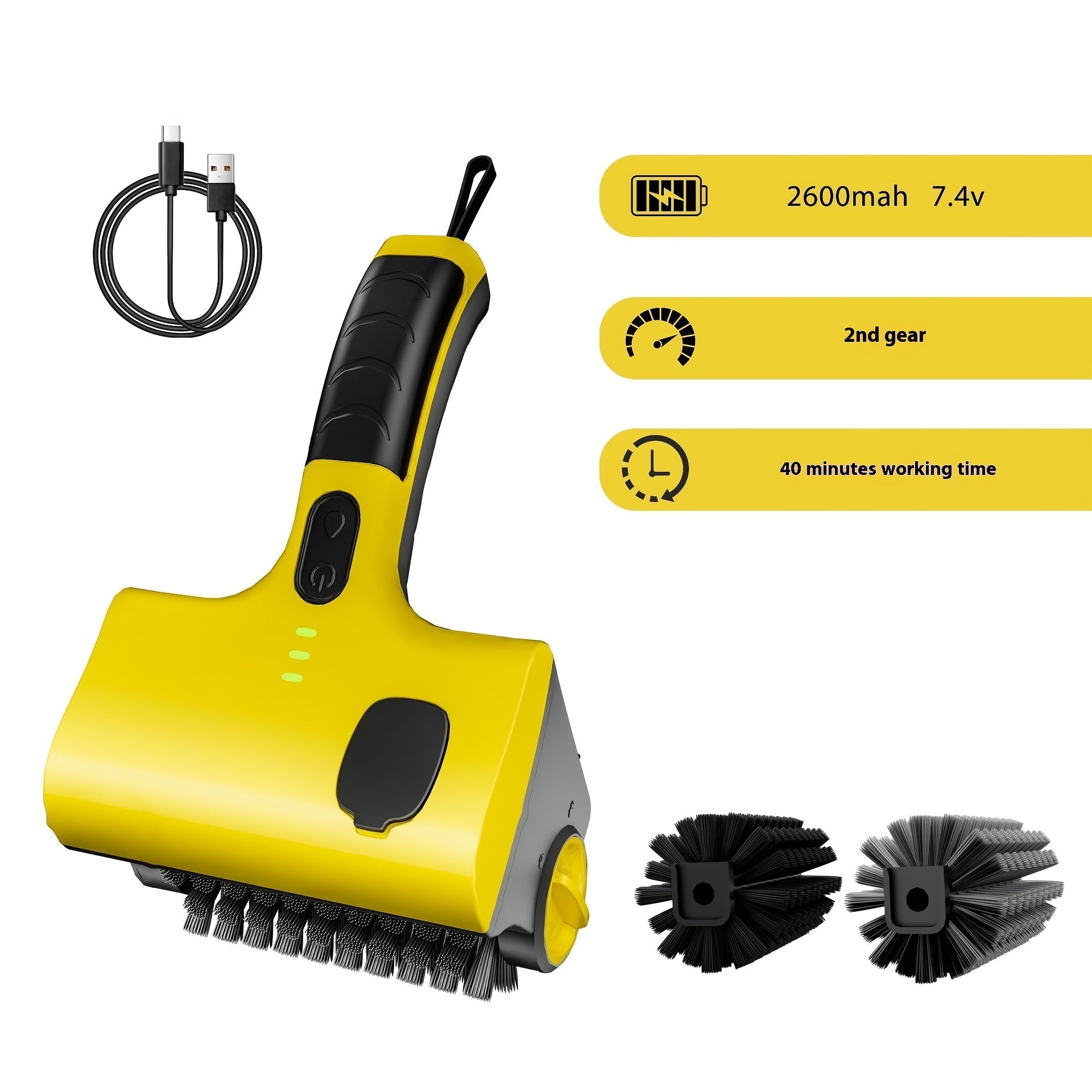 Wireless Electric Grill Cleaning Brush with Replaceable Head for Kitchen Tiles