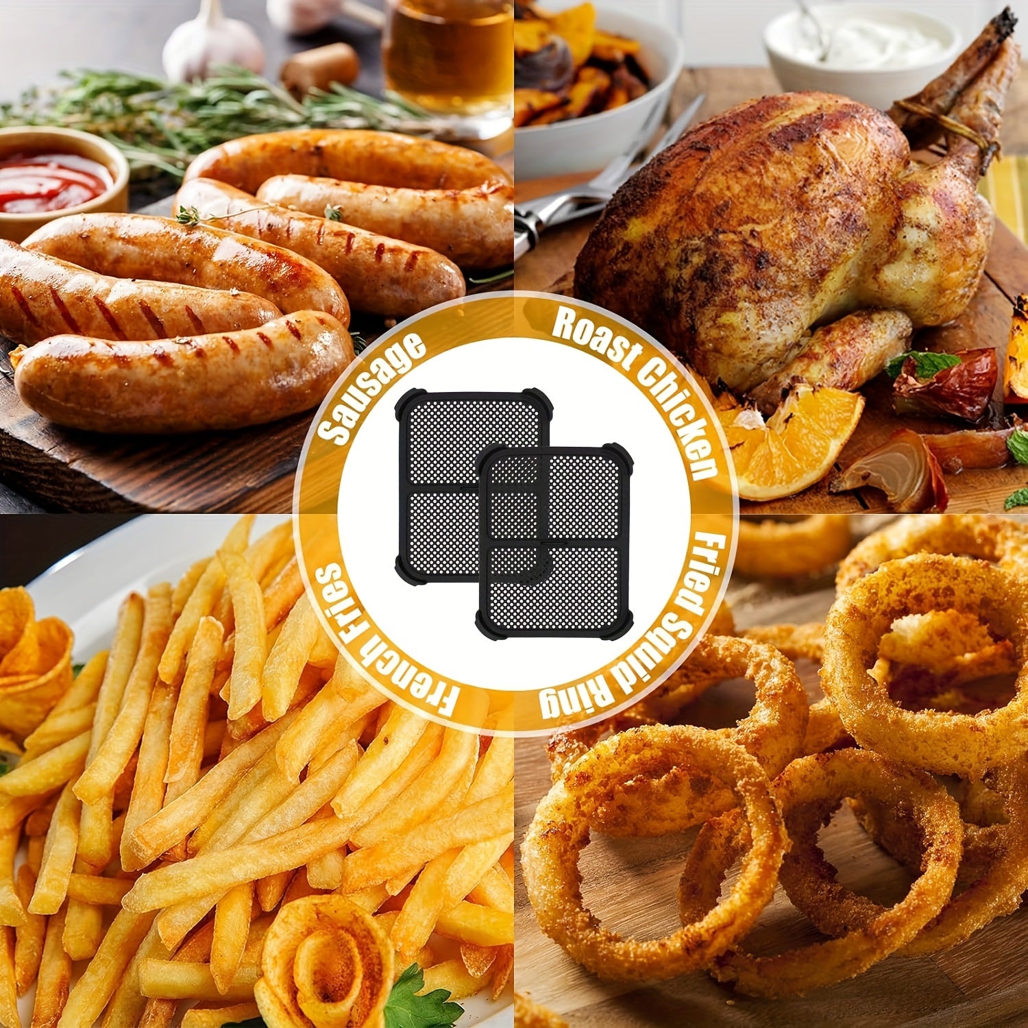 2pcs Silicone Splash Guards for Ninja Foodi Dual Zone AF300EU Air Fryer Accessories