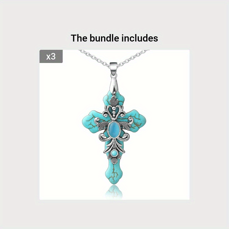 Ювелирное украшение с бирюзовым крестом для женщин, религиозный символ, подарок