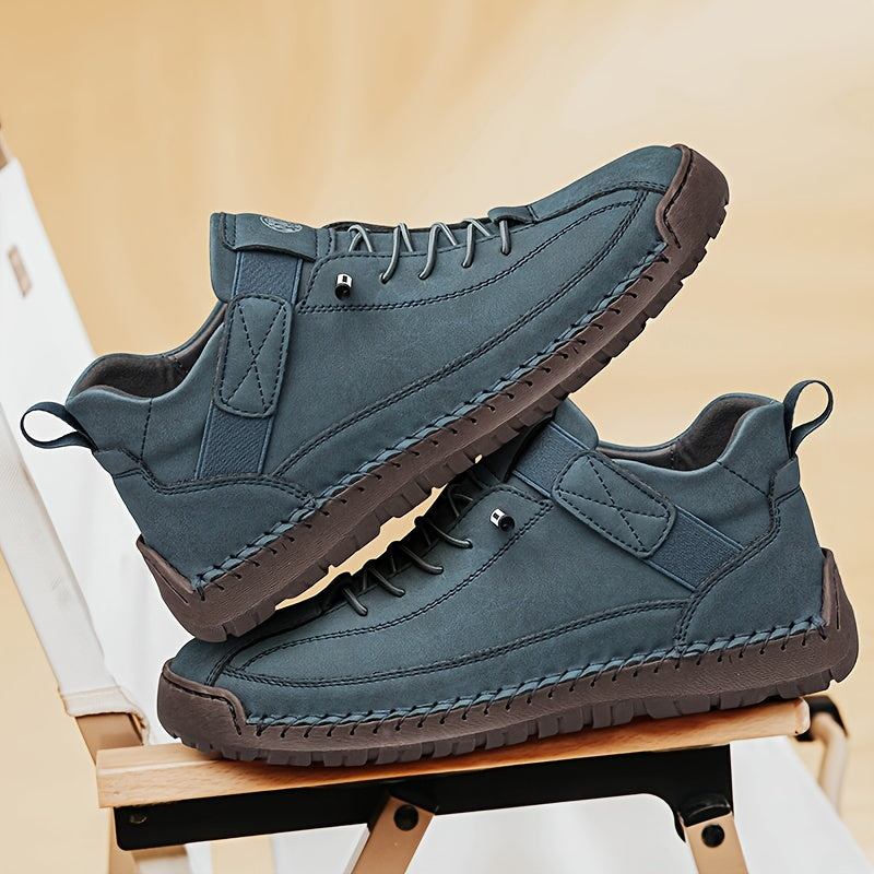 Zapatillas altas para hombre con banda elástica, suela de goma, casuales, para calle, senderismo, todas las estaciones