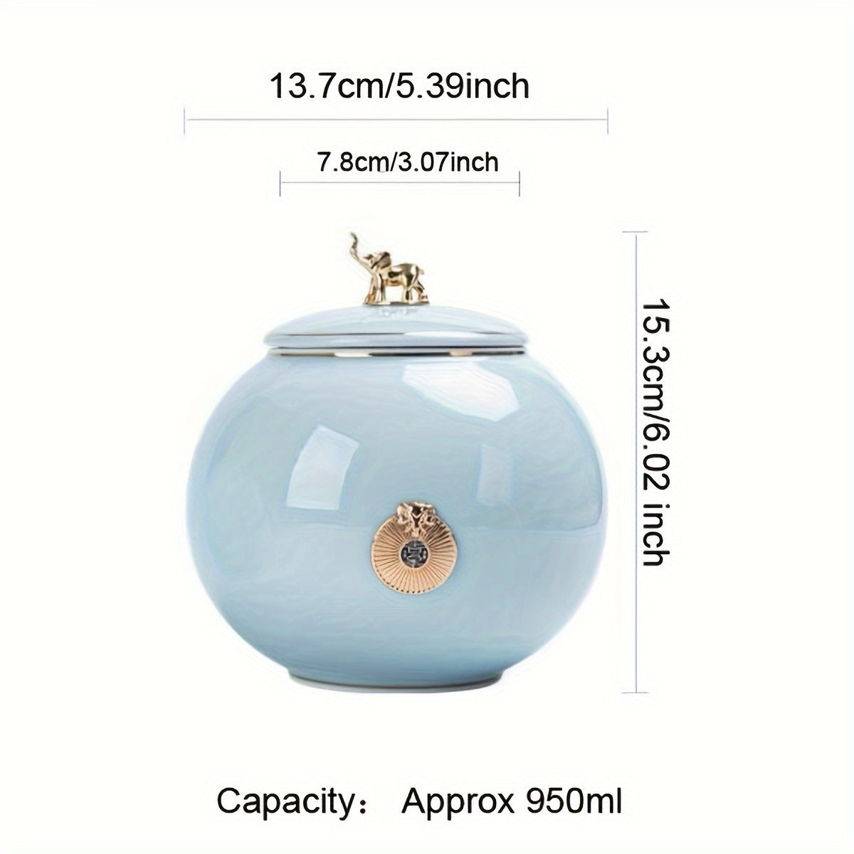 Chinese Ceramic Tea Jar Airtight Storage Canister for Coffee Beans Sugar Cereal
