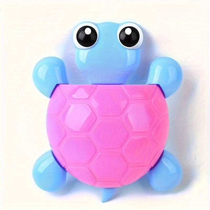 Turtle Design Suction Cup Bathroom Storage Rack with Toothbrush Holder