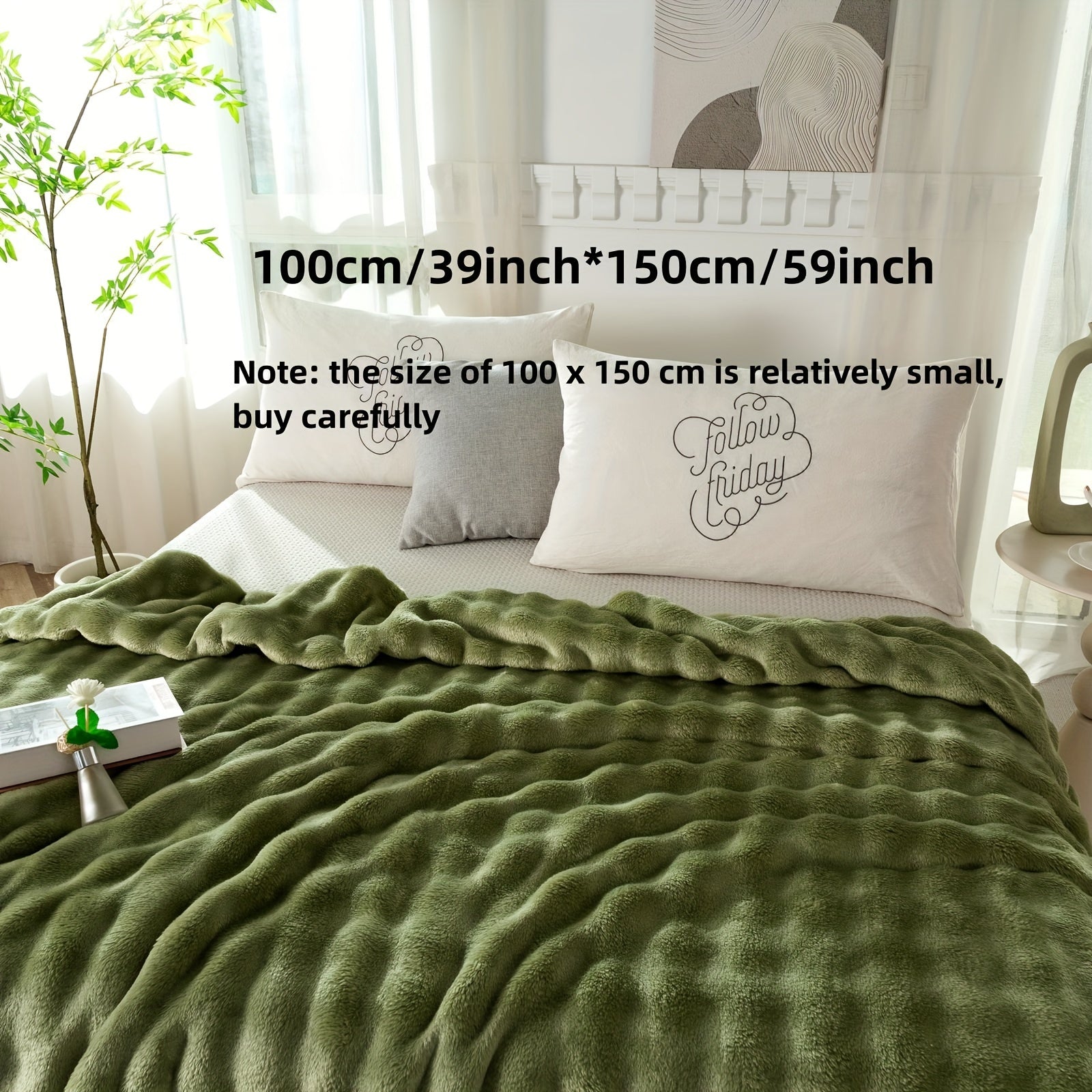 Hypoallergenic Polyester Bed Blanket Faux Rabbit Fur Plush Throw for Bedroom Sofa Travel