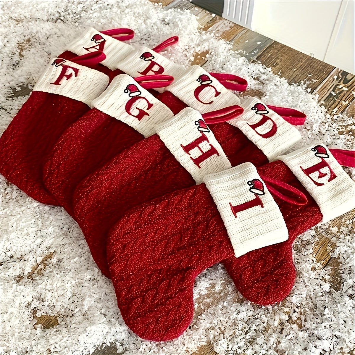 Knitted Polyester Stockings with Personalized Initials for Festive Parties