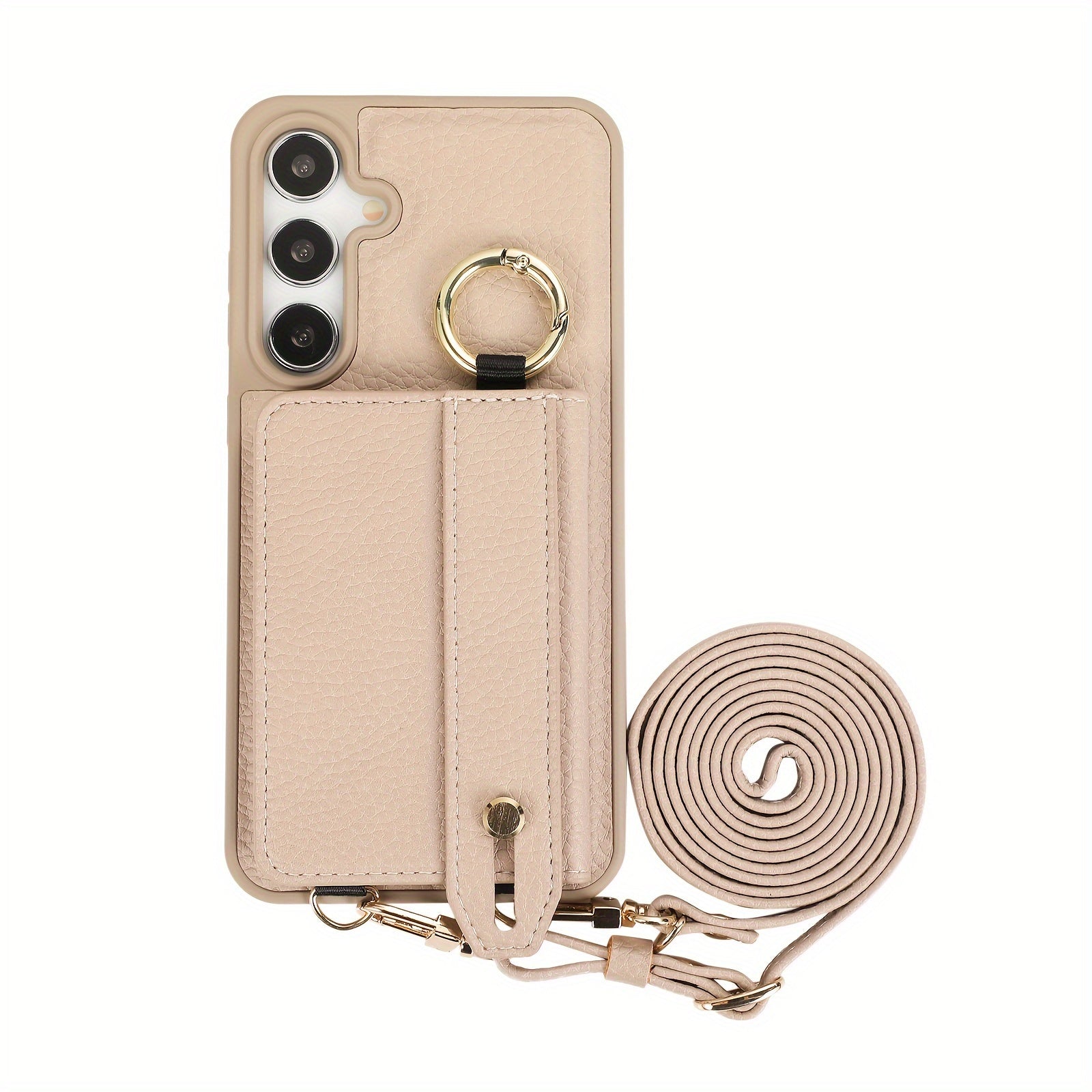 Faux Leather Crossbody Phone Bag for Samsung Plus with Wallet Card Slots Lanyard