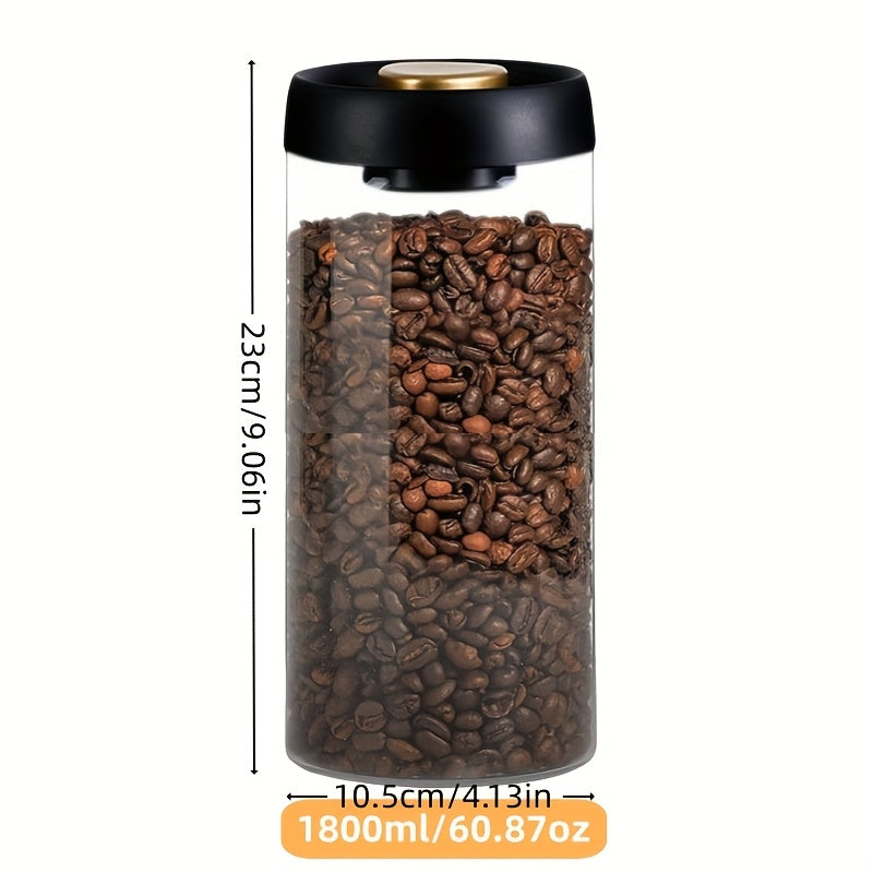 Airtight Glass Storage Jar High Borosilicate Kitchen Organizer Black Lid