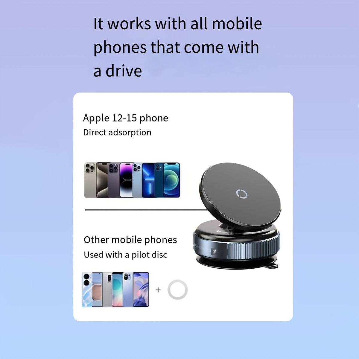 Adjustable Car Phone Holder with 360-Degree Rotation Suction Mount Magnetic Desktop Stand