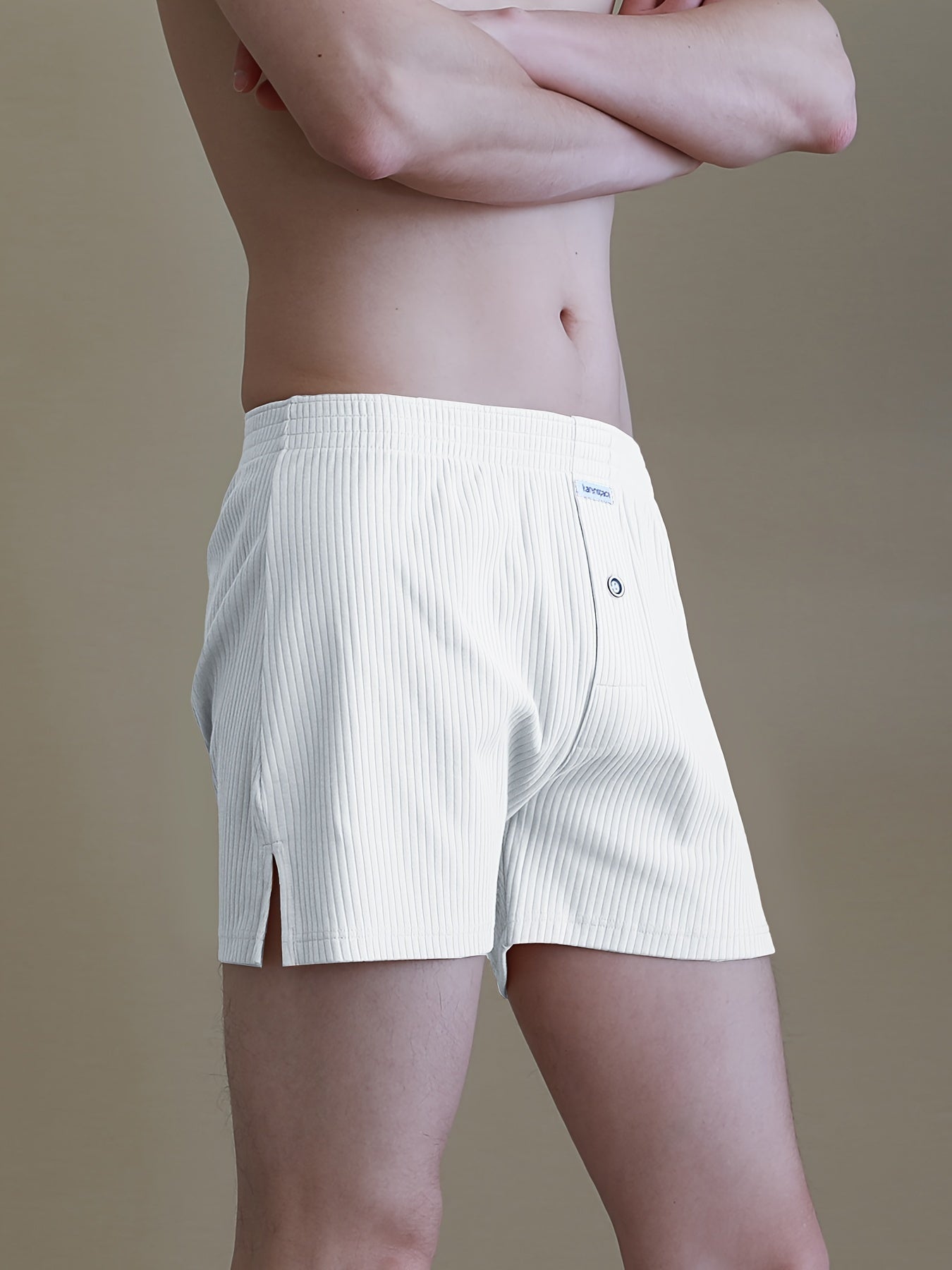Men's Cotton Boxer Shorts Breathable Loose Fit Button Fly Sleepwear Home Wear