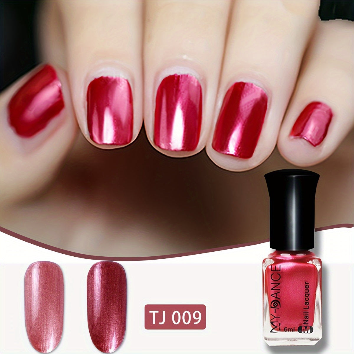 Women Metallic Black Nail Polish Quick-Dry Long-Lasting Glossy