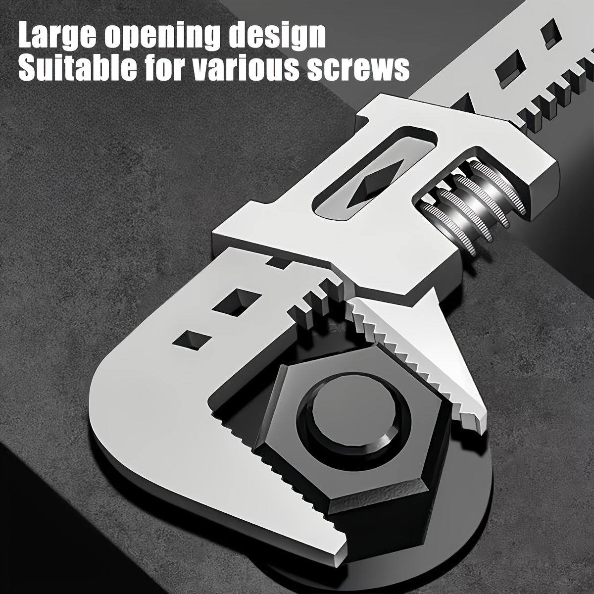 Large Opening Adjustable Wrench for Pipes and Fittings, Auto Repair