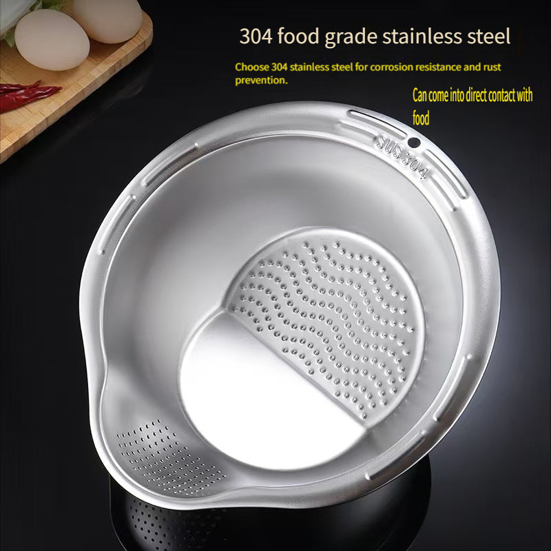 Stainless Steel Kitchen Colander and Washing Bowl for Rinsing Fruits and Vegetables
