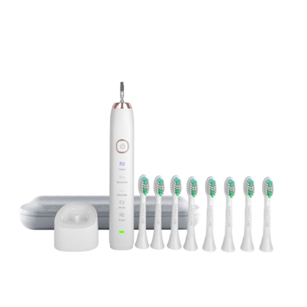Cepillo de dientes sónico eléctrico recargable con 8 cabezales de repuesto y estuche de viaje