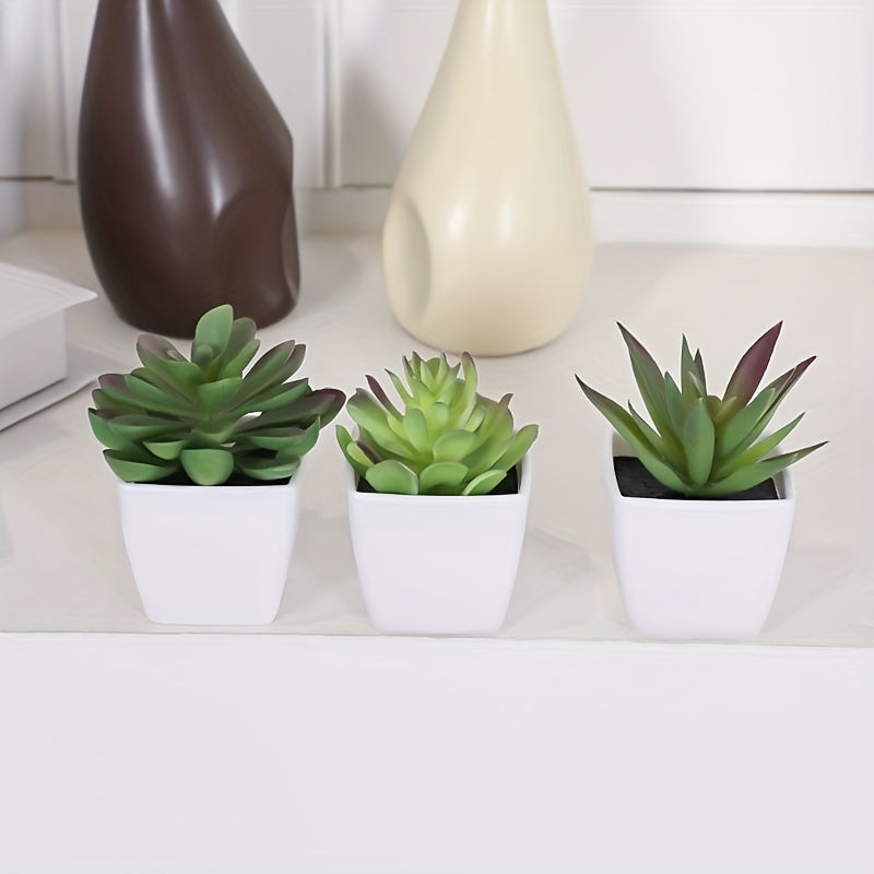 Artificial Succulents in Mini Pots for Indoor Decoration Office Room Plants