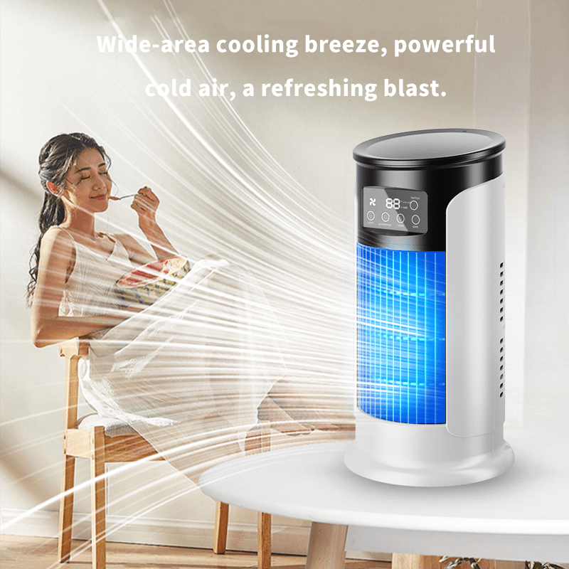 Portable USB Air Conditioner Fan with 3-in-1 Cooling Heating Humidifying Night Light and 6 Fan Speeds