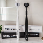 Unisex Adult Compact 3-Sided Toothbrush with Microfiber Bristles for Deep Cleaning