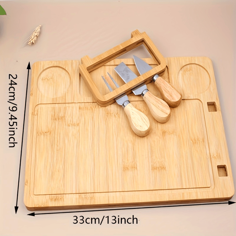 Bamboo Cutting Board and Cheese Cutter Set for Fruits and Dairy Kitchen Accessories