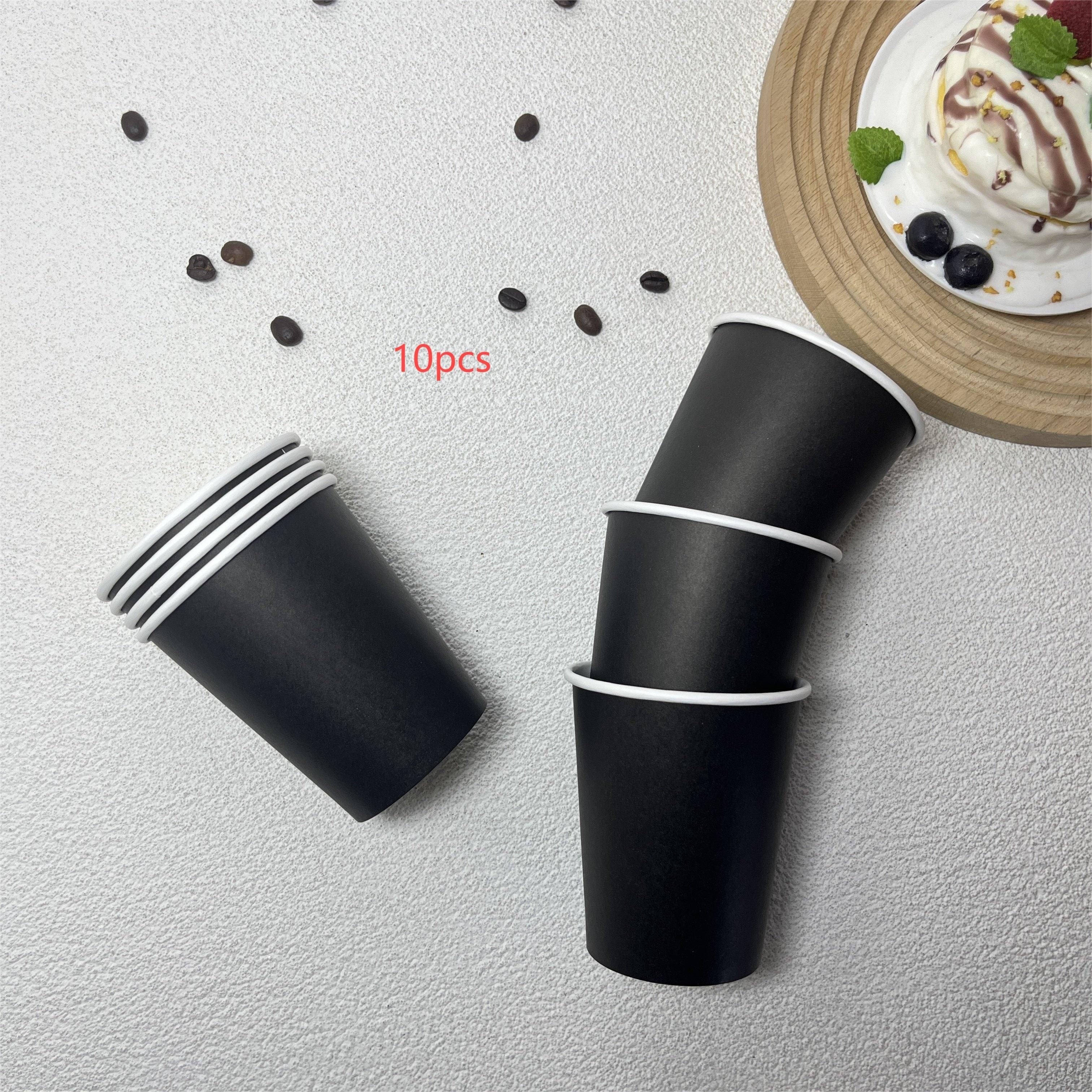 Black Paper Cups 8 Ounce Recyclable Hot Beverage for Parties Weddings Picnics
