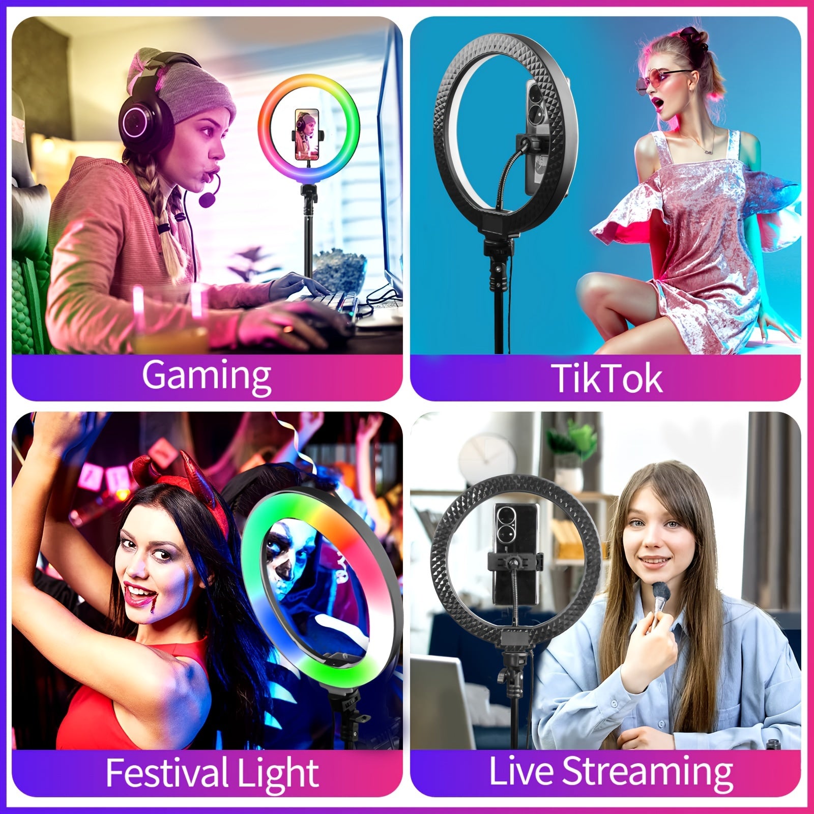 132cm Tripod with 25cm Dimmable Ring Light for Makeup Live Streaming Photography